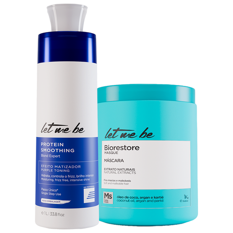Kit Blond Protein Smoothing Passo Único 1L + Máscara Biorestore 1KG