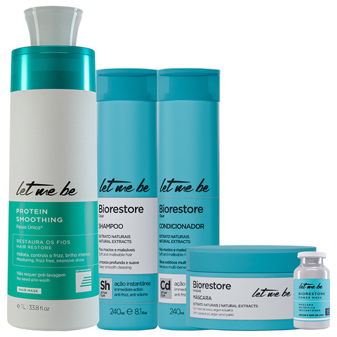 Kit Escova Progressiva Passo Único 1L + Linha Biorestore | 05 Produtos