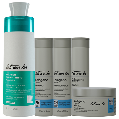 Kit Escova Progressiva Passo Único 1L + Linha Colágeno e Elastina 240ml
