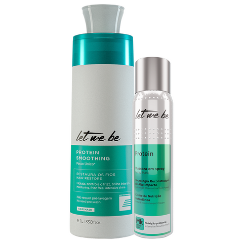 Kit Liso Absoluto + Hidratação Instantânea - Escova Progressiva Passo Unico 1L + Spray Protein Mask
