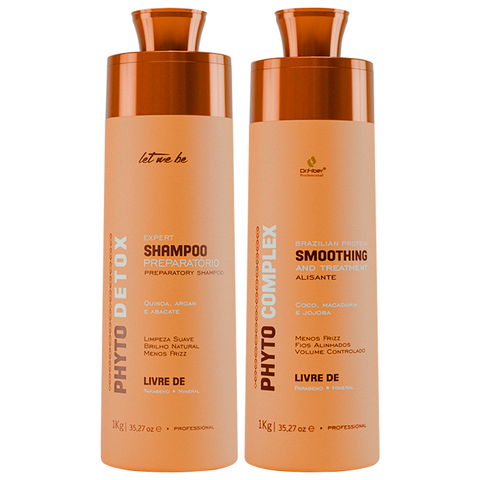 Kit Escova Progressiva Phyto 1L + Shampoo Preparatório Detox 1L