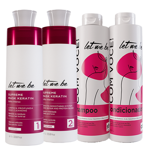 Kit Supreme Mask Keratin + Linha Com Você Ácido Hialurônico | 1L