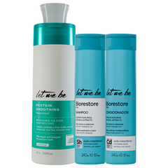 Kit Escova Progressiva Passo Único 1L + Shampoo e Condicionador Biorestore 240ml