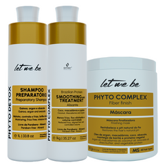 Kit Escova Progressiva Phyto 1L + Shampoo Detox 1L + Máscara Fiber 1KG