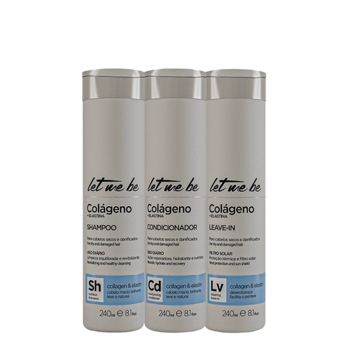Kit Colágeno e Elastina - Shampoo, Condicionador e Leave-In | 240ml